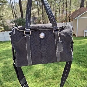 Coach Black Signature Jacquard Messenger Satchel